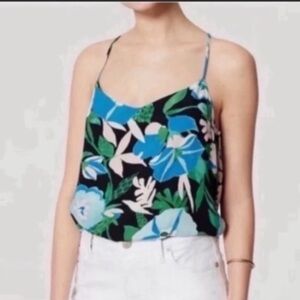 LOFT Jungle Floral Strappy Cami Blouse Top S